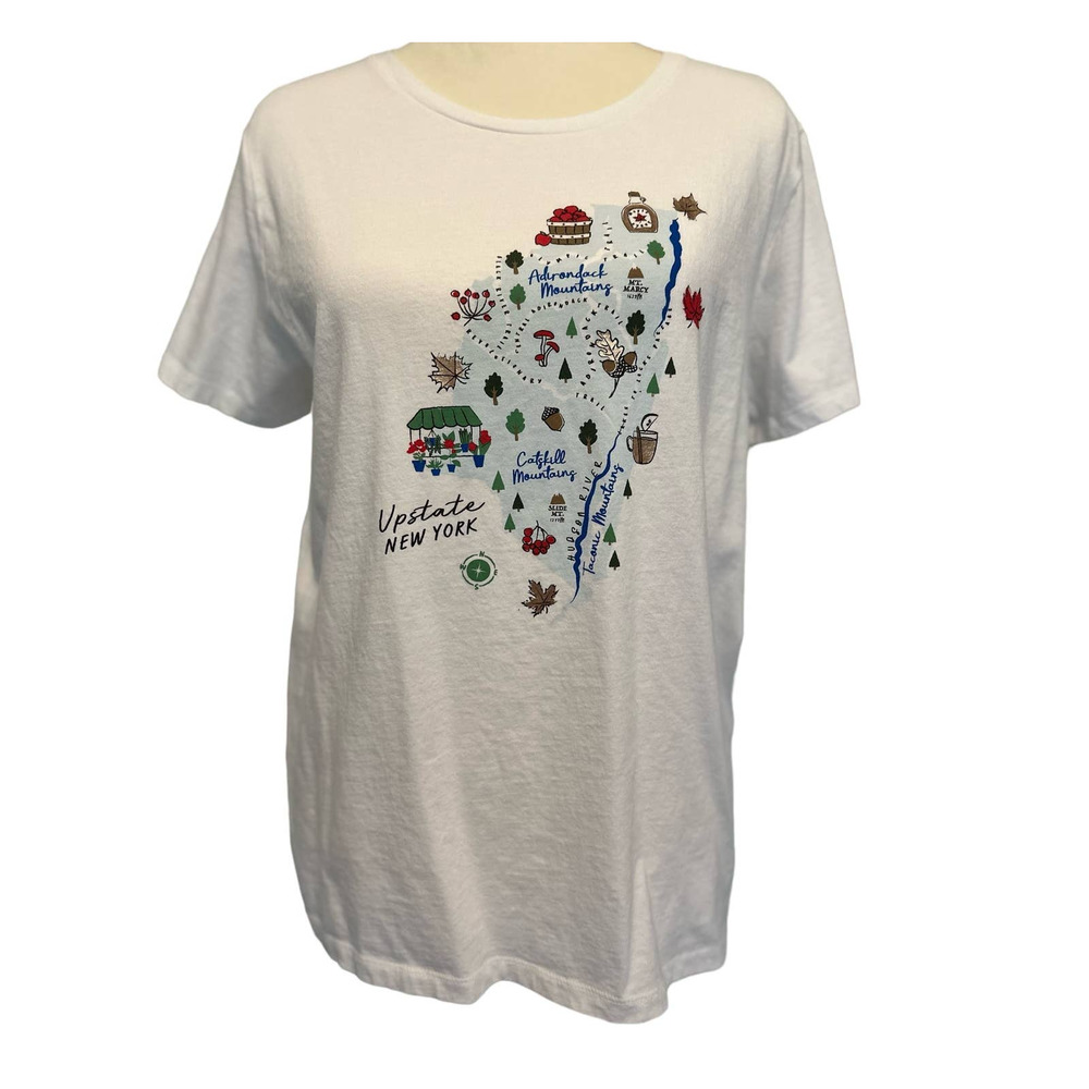J Crew Womens Size XL Collector Tee Upstate New York T-Shirt White Cotton